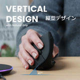 PERIMICE-713RX ワイヤレス充電式 エルゴノミクスマウス 有線およびワイヤレス充電機能 -充電パッド付属  ブラック