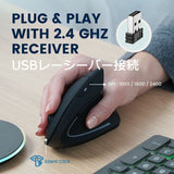 PERIMICE-713RX ワイヤレス充電式 エルゴノミクスマウス 有線およびワイヤレス充電機能 -充電パッド付属  ブラック