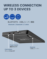 Perixx PERIPAD-706B ワイヤレス外付けタッチパッド Bluetooth/2.4Gでマルチデバイスを3台まで接続可能 USB-C 充電式 大型サイズ ブラック Windows対応 (ワイヤレス)