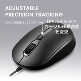 PERIMICE-222CB タイプCマウス 静音クリック ブラック 1.8mケーブル