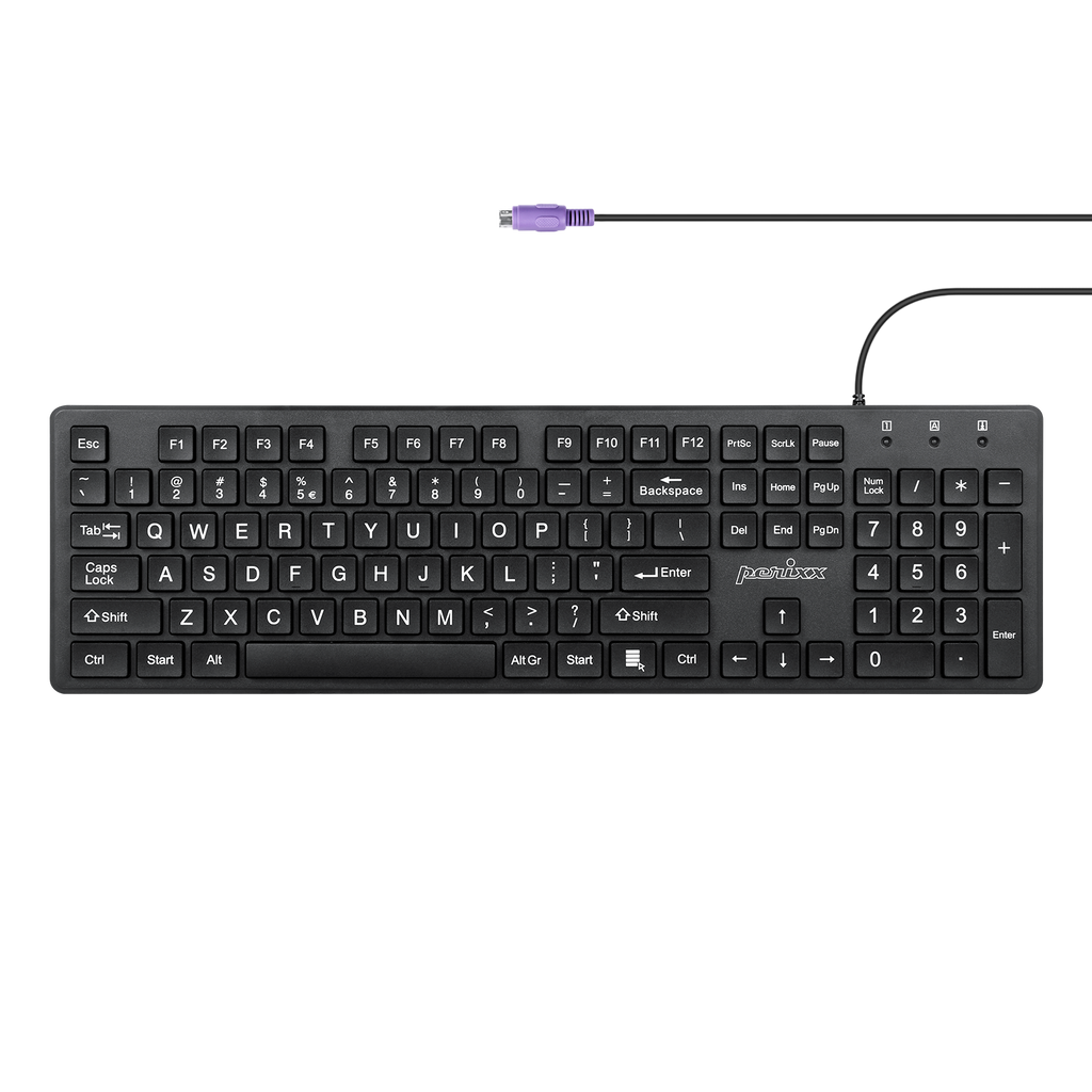 PERIBOARD-117P PS/2キーボード 有線 フルサイズ 英語配列 – Perixx Japan
