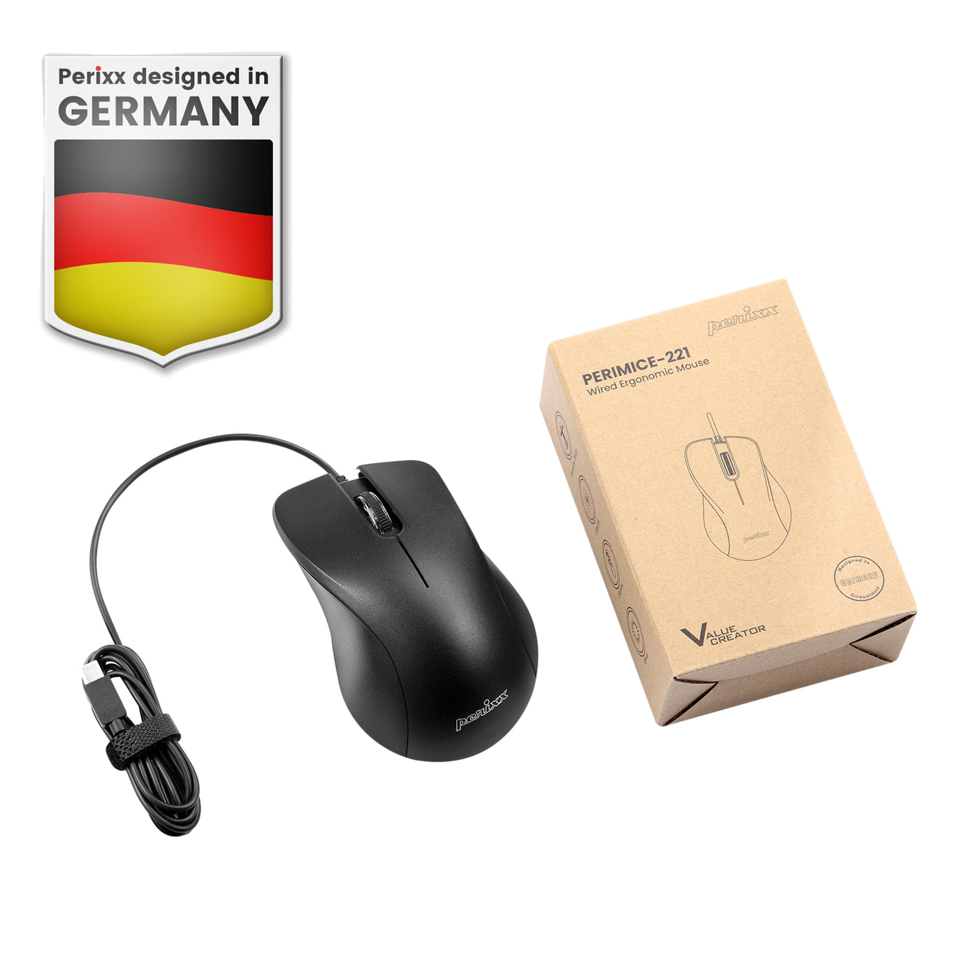 PERIMICE-221C タイプC 有線 マウス ケーブル 1.5m 1200DPI ブラック