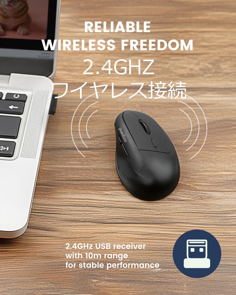 PERIMICE-608 ワイヤレス エルゴノミクス マウス Mサイズ – Perixx Japan