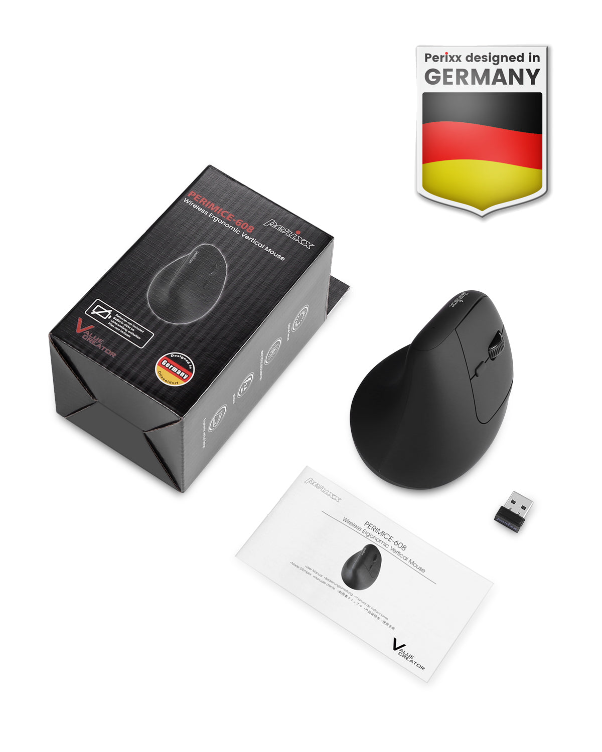 PERIMICE-608 ワイヤレス エルゴノミクス マウス Mサイズ – Perixx Japan