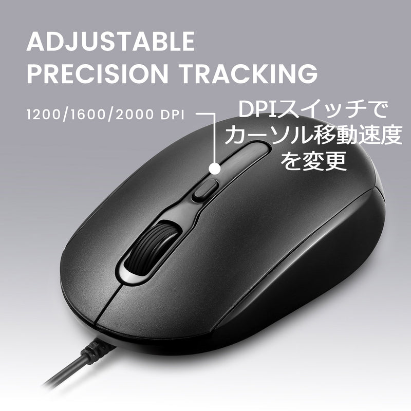 PERIMICE-222CB2 ケーブル60cm Type-Cマウス  ブラック