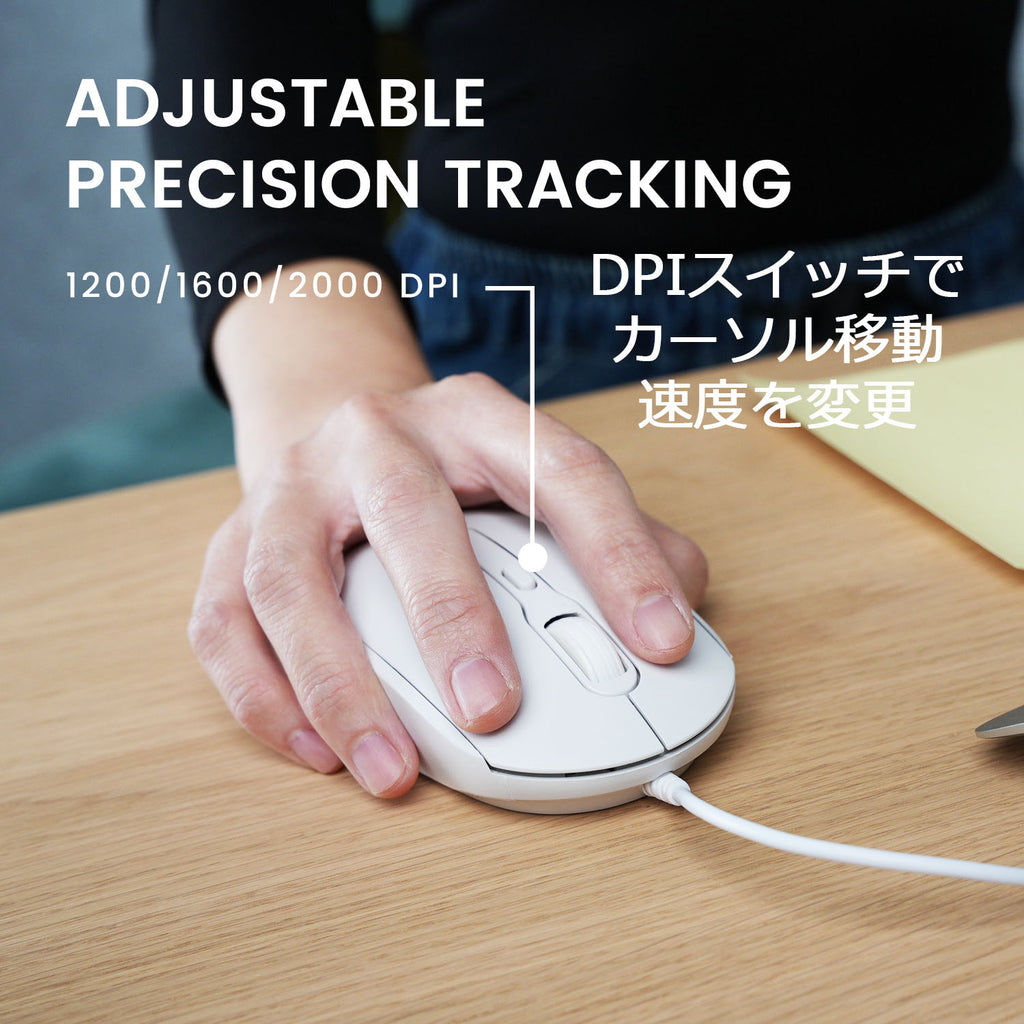 PERIMICE-222UW USB 有線 マウス 静音クリック ホワイト – Perixx Japan