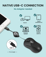 PERIMICE-405CR ポータブルUSB-C マウス伸縮式 76cm 静音クリック ブラック