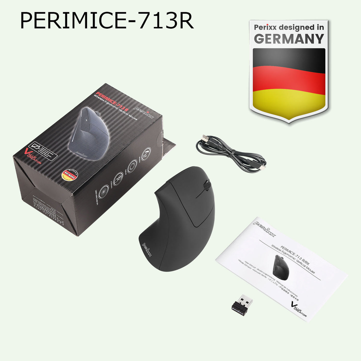 PERIMICE-713R エルゴノミクスマウス ワイヤレス有線 – Perixx Japan