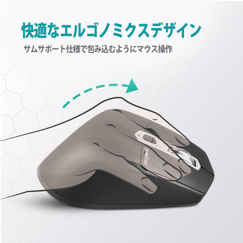 【終売】PERIMICE-803A ワイヤレスマウス マルチデバイス Bluetooth/USBレシーバー両用