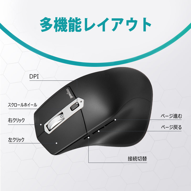 PERIMICE-803A ワイヤレスマウス マルチデバイス Bluetooth/USBレシーバー両用