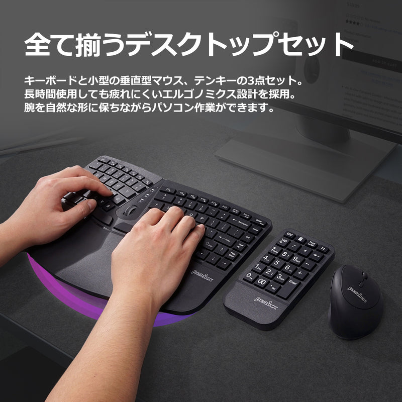 PERIDUO-606A キーボード・マウス・テンキー 三点セット エルゴノミクス ワイヤレス – Perixx Japan