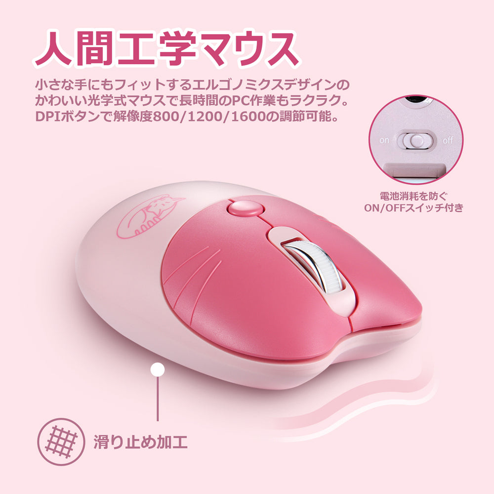 PERIDUO-715 ワイヤレス コンパクト キーボード・マウスセット 猫