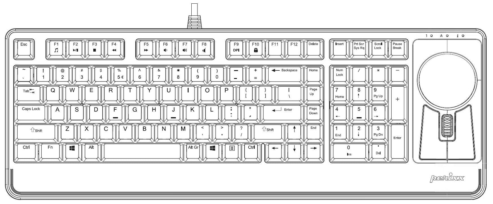 PERIBOARD-522-メカニカルトラックボールキーボード – Perixx Japan