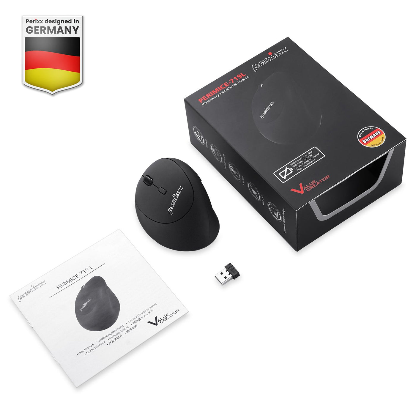 PERIMICE-719L 左利き用 エルゴノミクスマウス – Perixx Japan