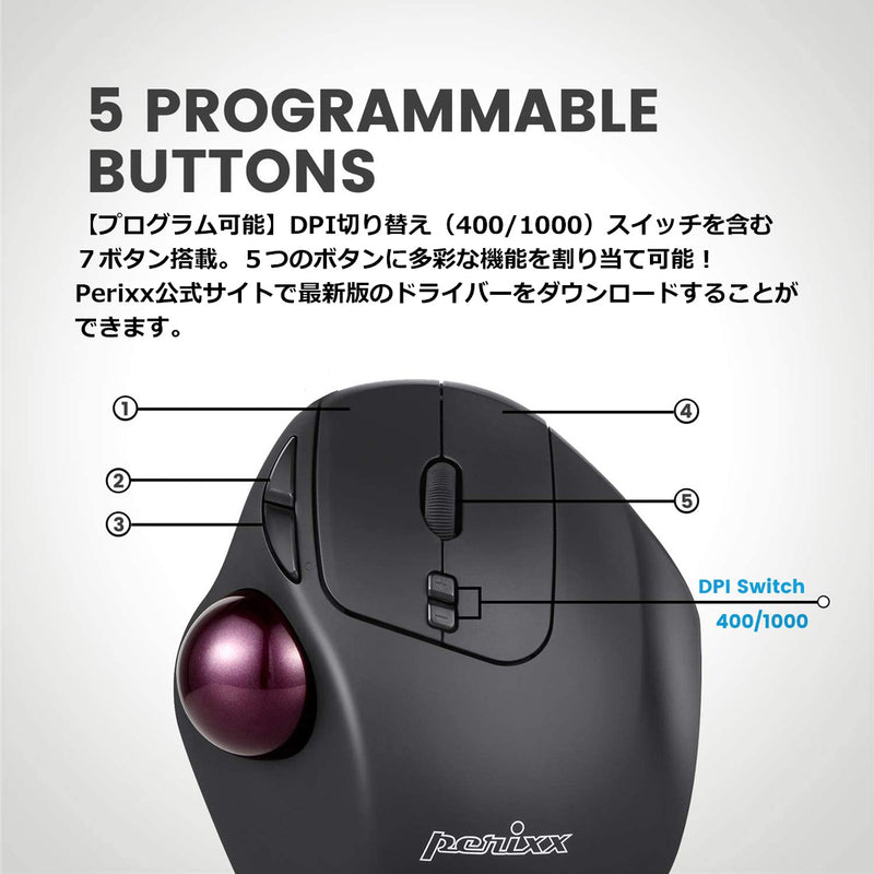 【終売】PERIMICE-717 ワイヤレストラックボールマウス